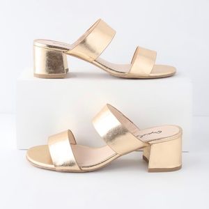 Gold 2 Strap Slide Sandals